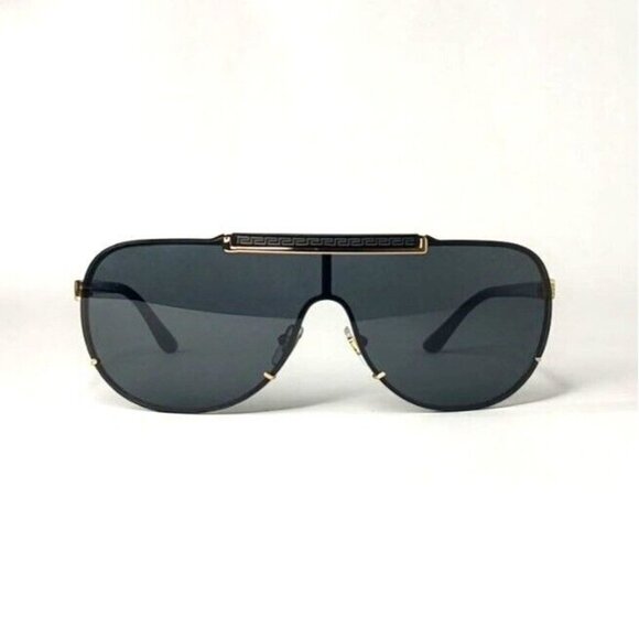 VERSACE Suglasses VE2140 1002 Pilot Aviator Greca Shield Black Unisex - Picture 5 of 16